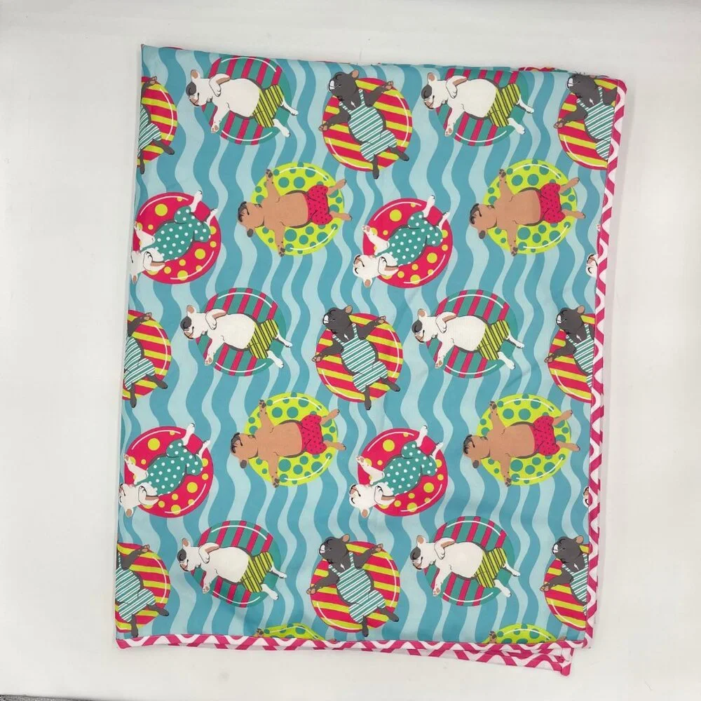 Max Studio Picnic Blanket Beach‎ Dog French Bulldogs Frenchie Float Outdoor Blue